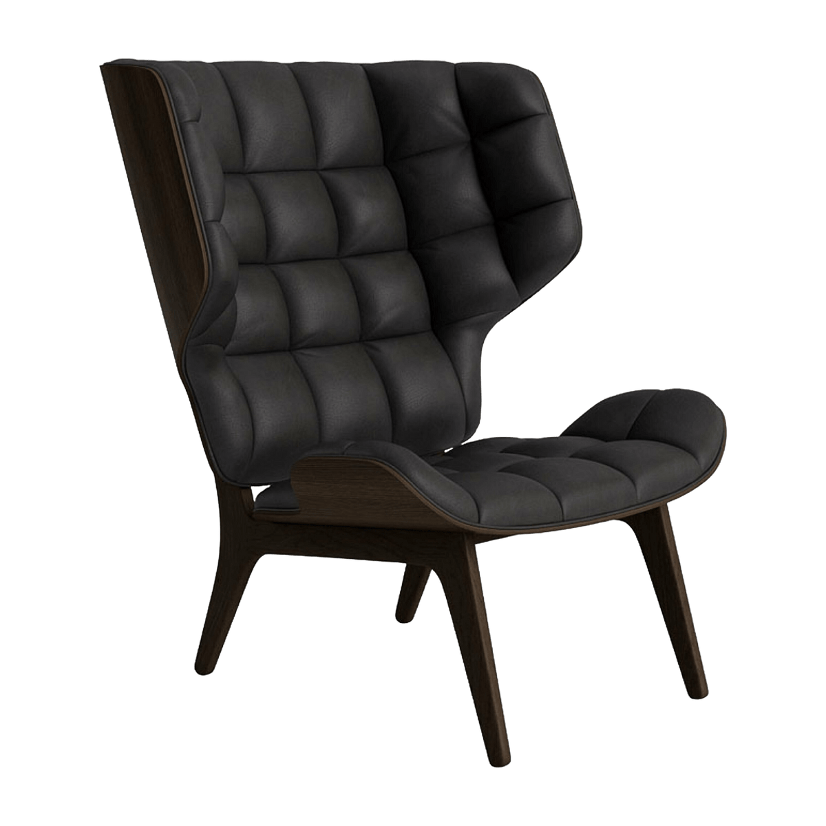 Armchair in smoked oak and anthracite leather upholstery Mammoth - NORR11 - The Cool Republic
