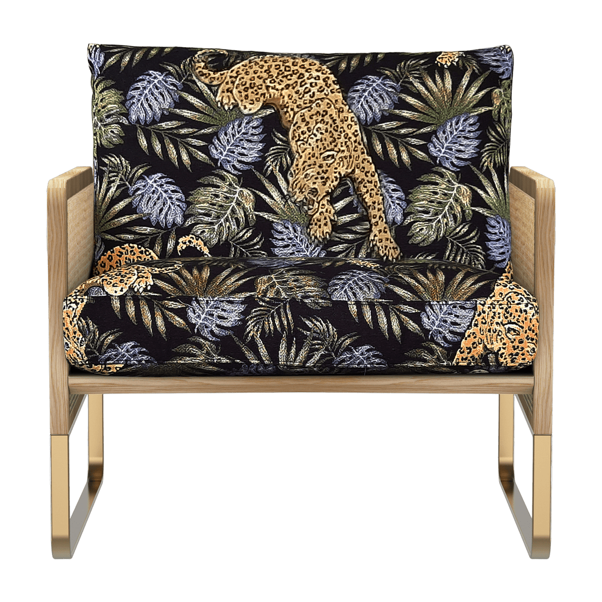 Fauteuil en chêne Jungle Leopard Cannage - RED Edition - The Cool Republic