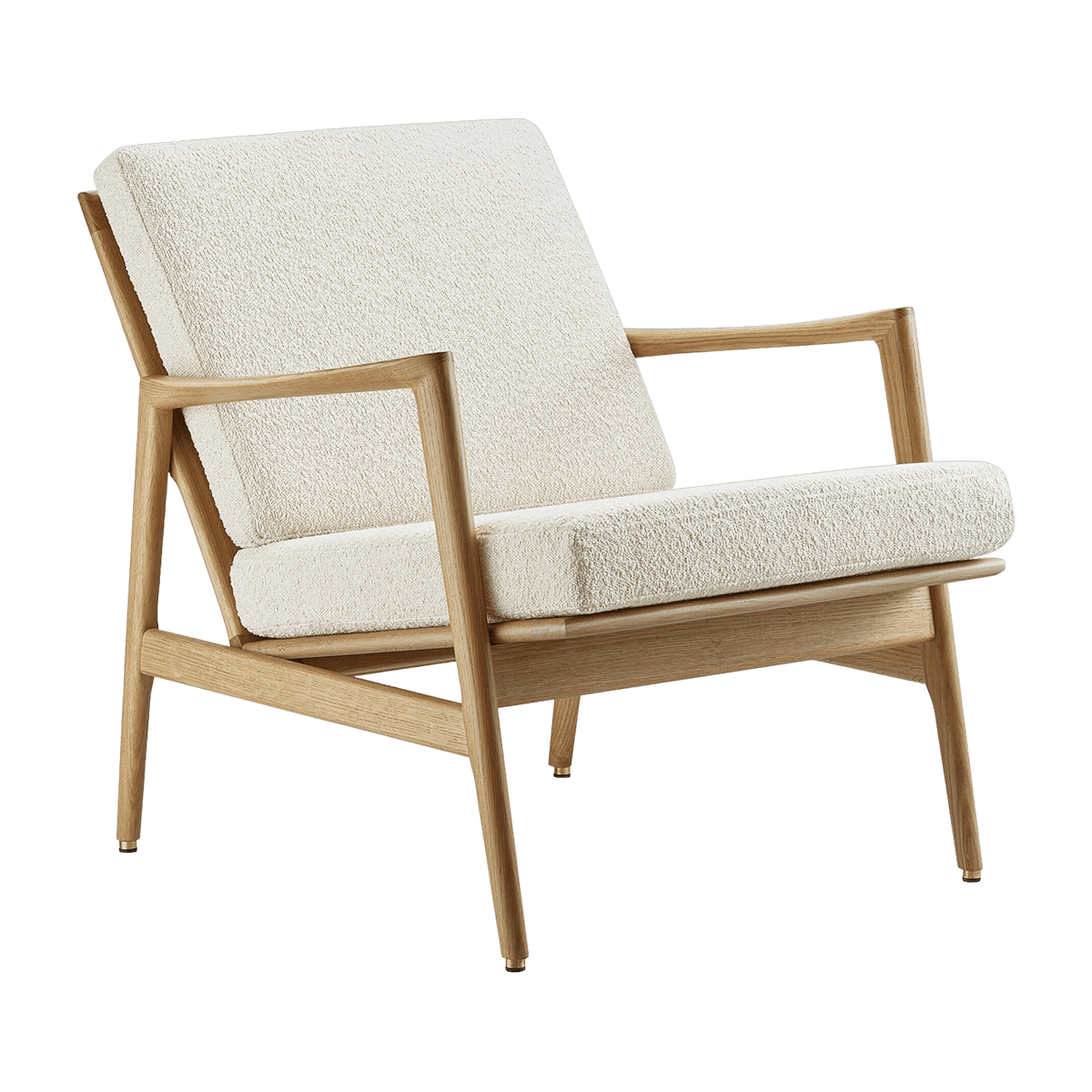 Fauteuil en chêne naturel et assise en bouclette crème Stefan lounge - 366 concept - The Cool Republic