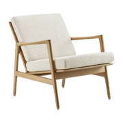 Fauteuil en chêne naturel et assise en bouclette crème Stefan lounge - 366 concept - The Cool Republic
