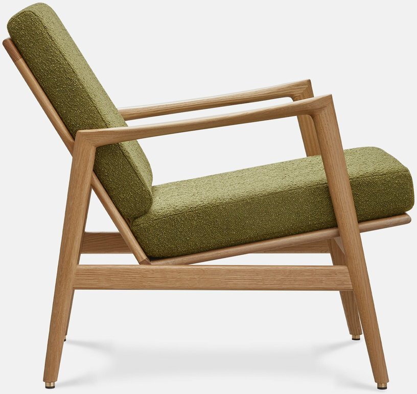 Fauteuil en chêne naturel et assise en bouclette vert Stefan lounge - 366 concept - The Cool Republic
