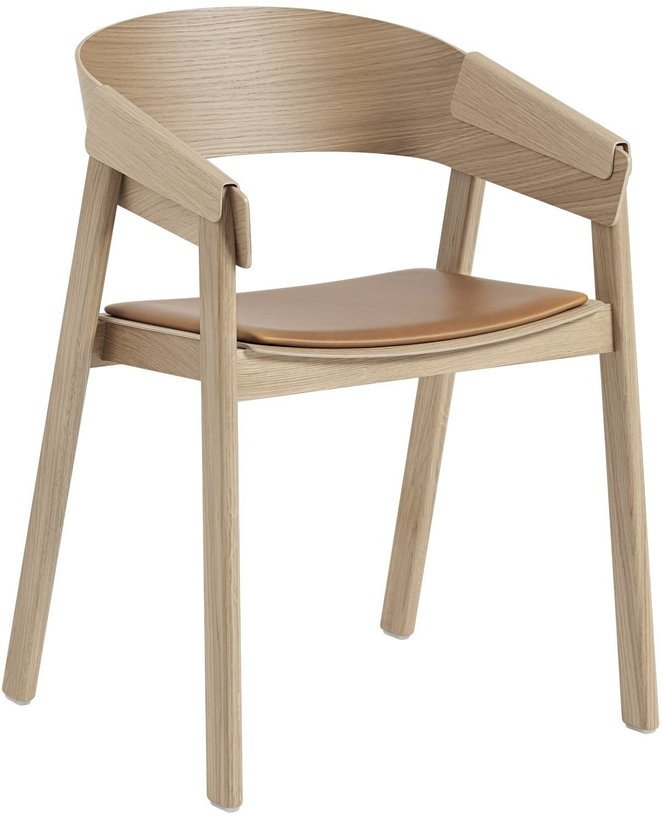 Fauteuil en chêne naturel et assise en cuir Cover - Muuto - The Cool Republic