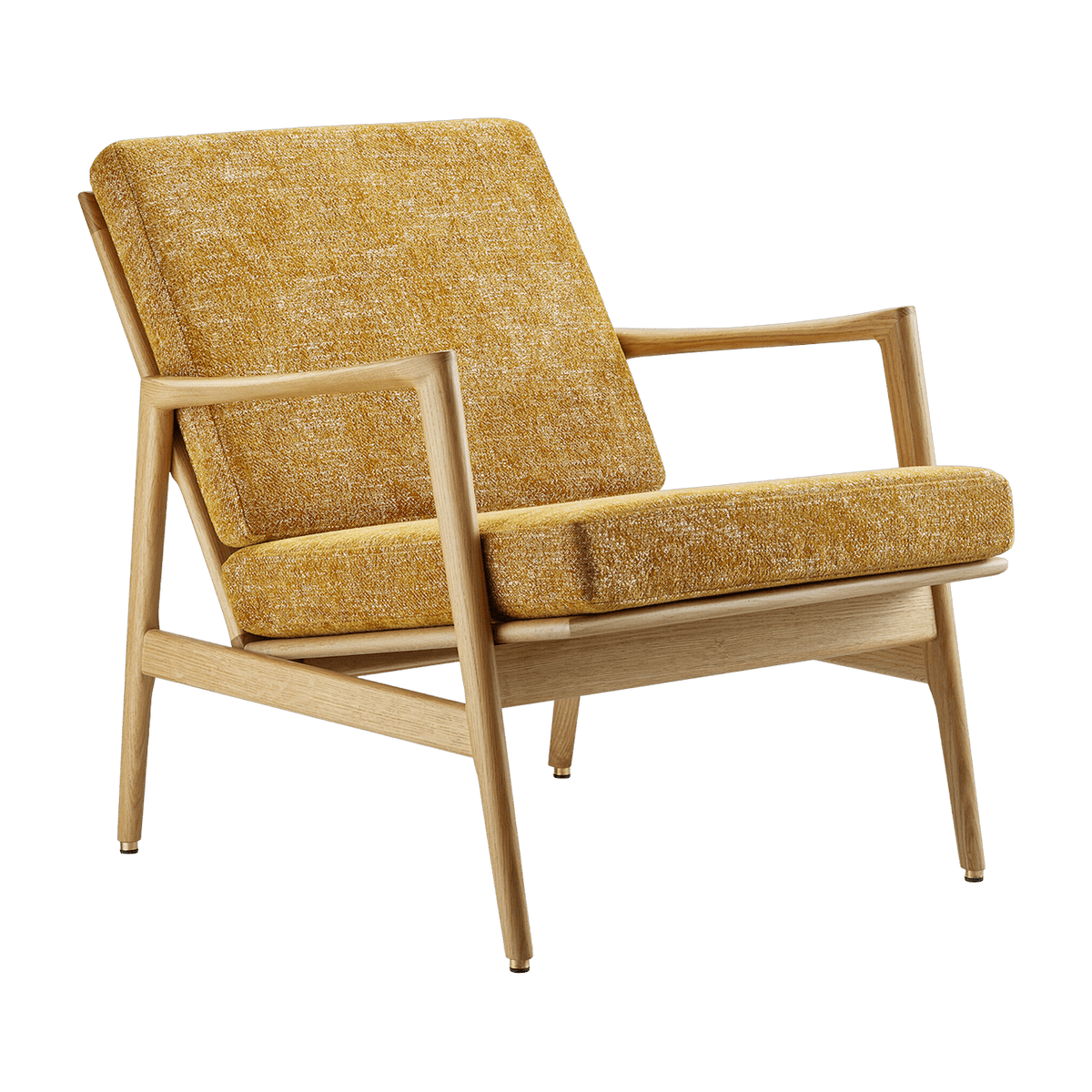 Fauteuil en chêne naturel et assise en tissu marble moutarde Stefan lounge - 366 concept - The Cool Republic
