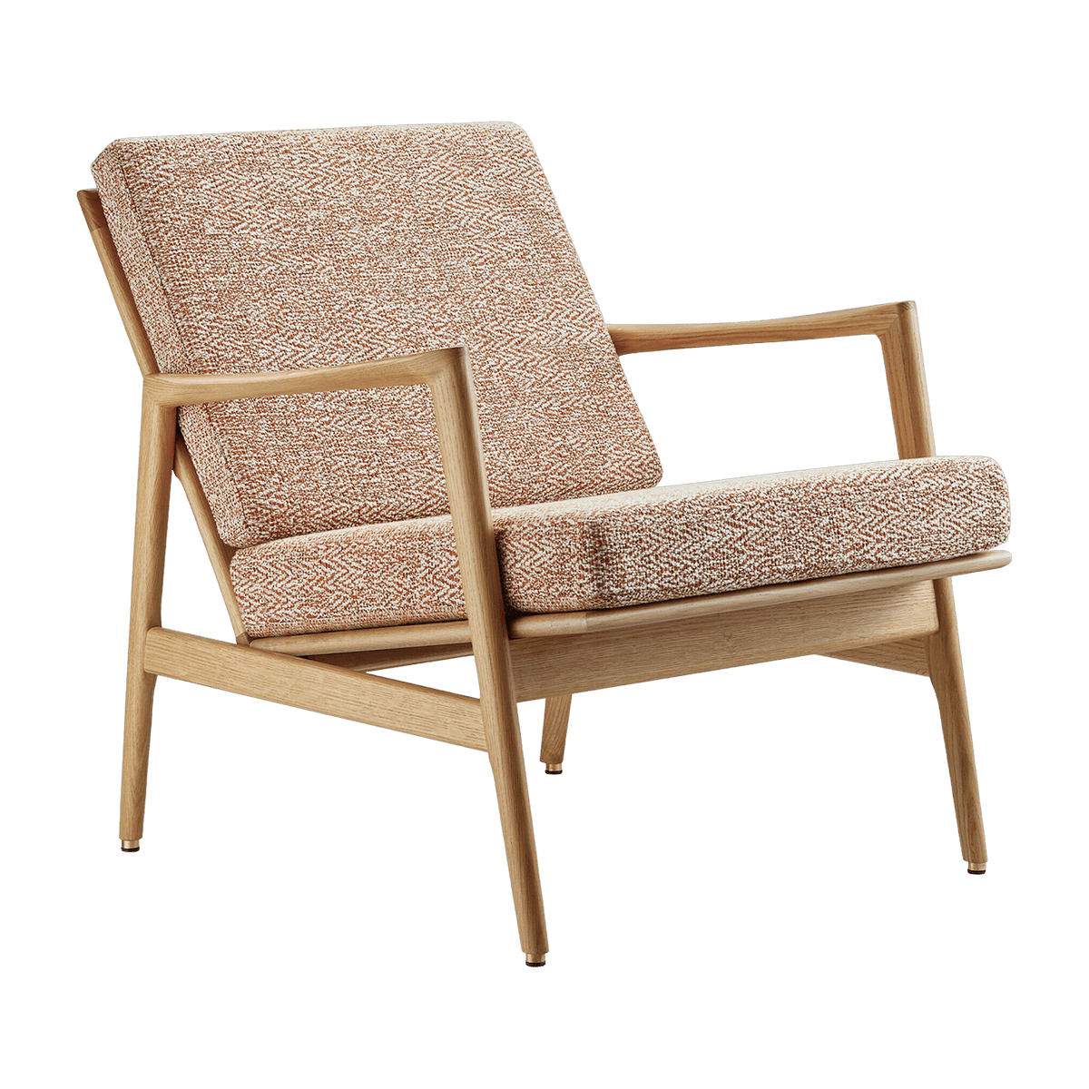Fauteuil en chêne naturel et assise en tissu sierra rouge Stefan lounge - 366 concept - The Cool Republic