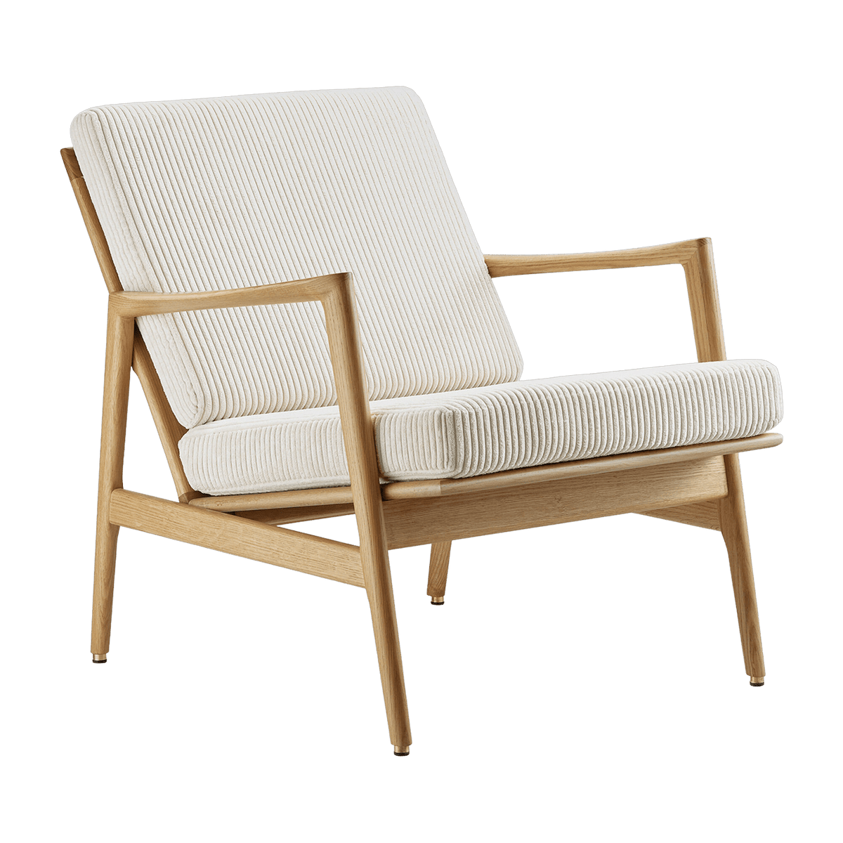 Fauteuil en chêne naturel et assise en velours crème Stefan lounge - 366 concept - The Cool Republic