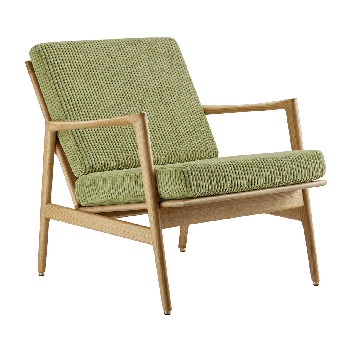 Fauteuil en chêne naturel et assise en velours vert Stefan lounge - 366 concept - The Cool Republic