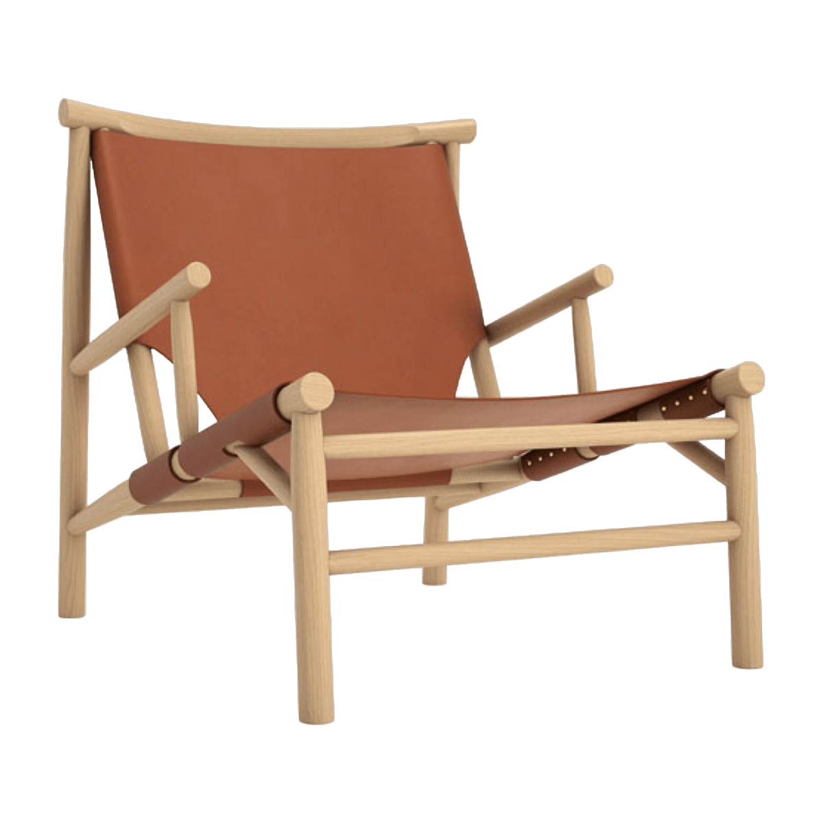 Natural oak and leather armchair cognac Samurai - NORR11 - The Cool Republic
