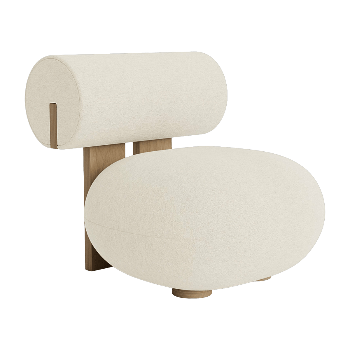 Barnum Col 24 Hippo Lounge natural oak armchair with loop fabric upholstery - NORR11 - The Cool Republic