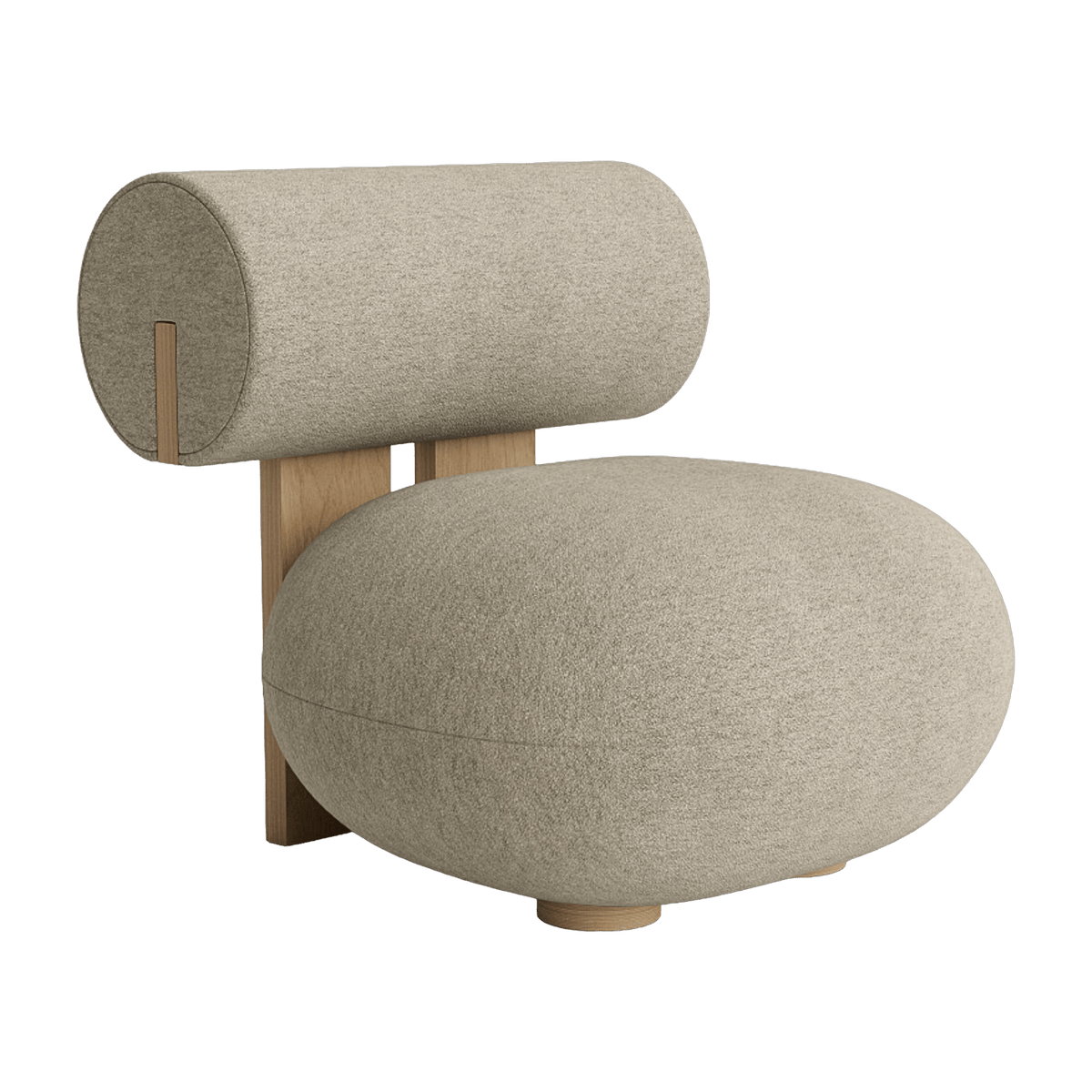 Barnum Col 3 Hippo Lounge natural oak armchair with loop fabric upholstery - NORR11 - The Cool Republic