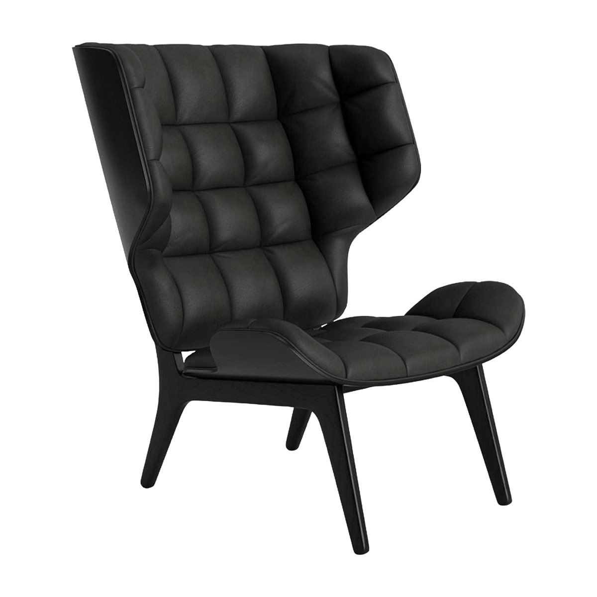 Black oak chair with anthracite leather upholstery Mammoth - NORR11 - The Cool Republic