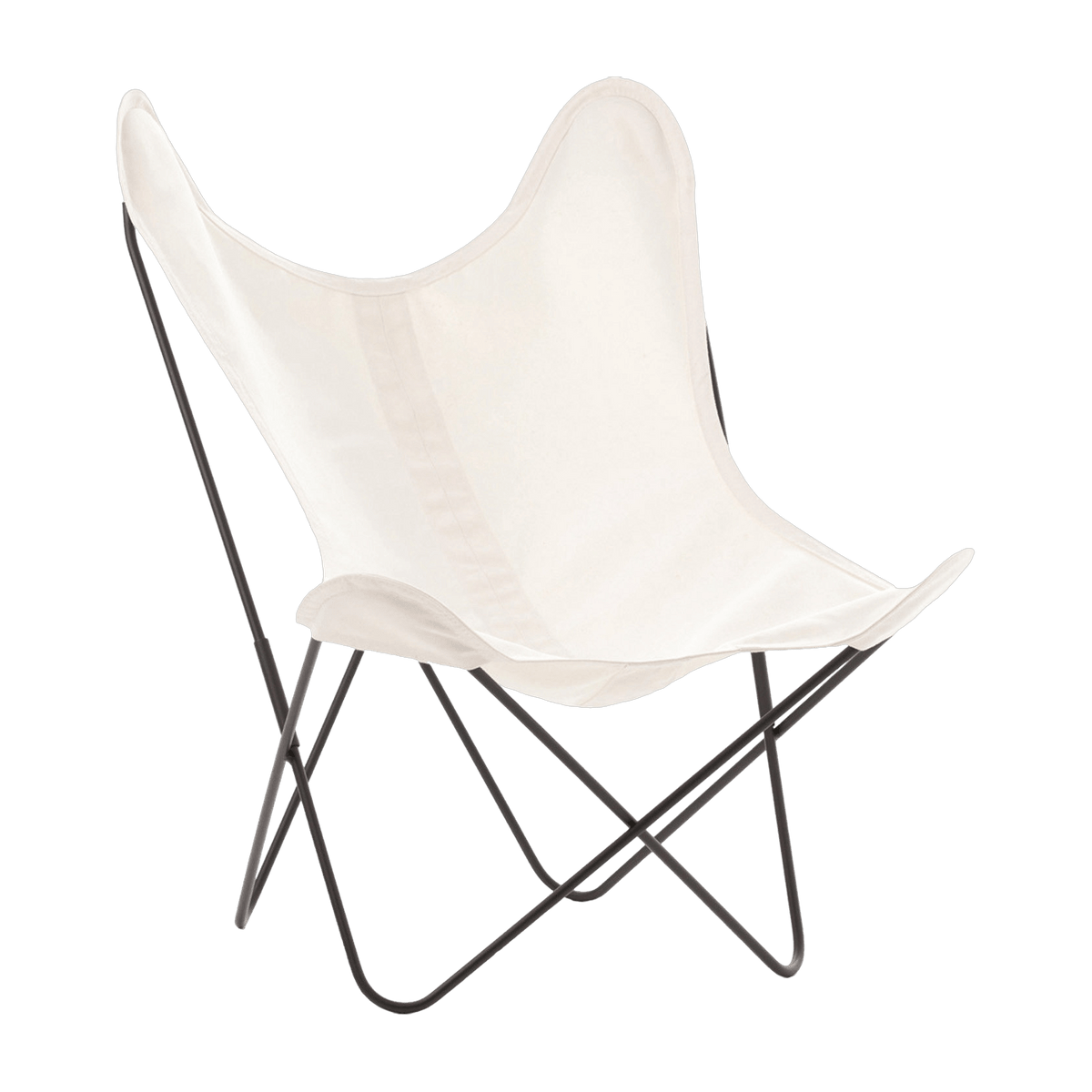 Fauteuil en coton blanc avec structure en acier noir Coton AA - Airborne - The Cool Republic