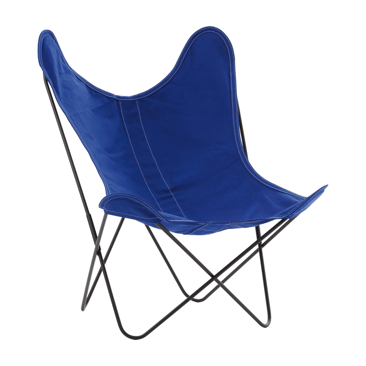 Fauteuil en coton bleu électrique avec structure en acier noir Coton AA - Airborne - The Cool Republic