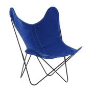 Fauteuil en coton bleu électrique avec structure en acier noir Coton AA - Airborne - The Cool Republic