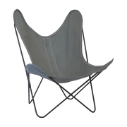 Fauteuil en coton gris avec structure en acier noir Coton AA - Airborne - The Cool Republic