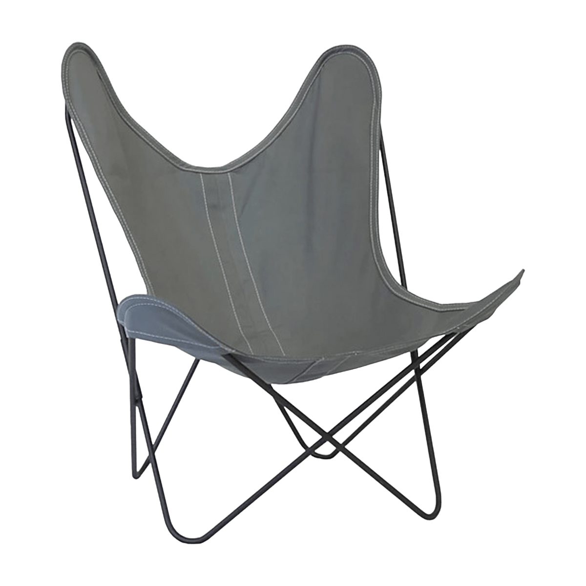 Fauteuil en coton gris avec structure en acier noir Coton AA - Airborne - The Cool Republic