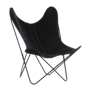 Fauteuil en coton noir avec structure en acier noir Coton AA - Airborne - The Cool Republic