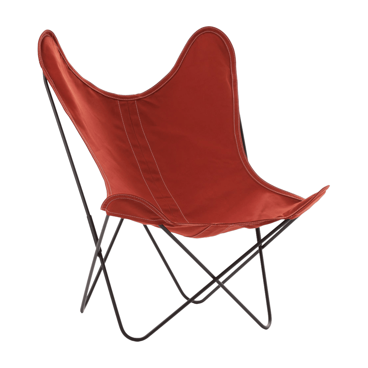 Fauteuil en coton terracotta avec structure en acier noir Islandais AA - Airborne - The Cool Republic
