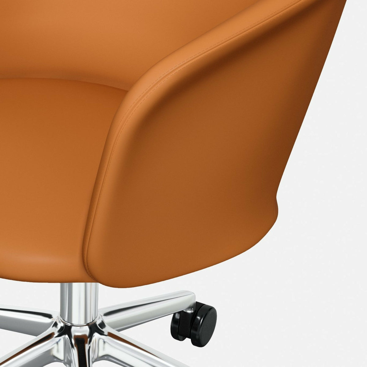 Fauteuil en cuir marron et piètement argenté à roulettes Kendo - Hem - The Cool Republic