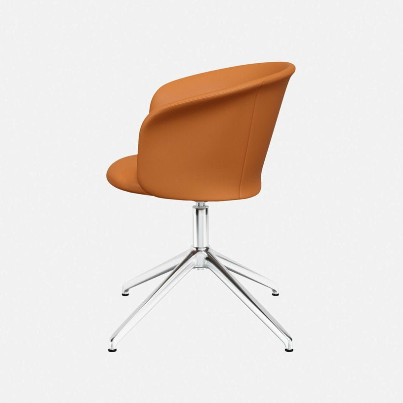 Fauteuil en cuir marron et piètement argenté Kendo - Hem - The Cool Republic