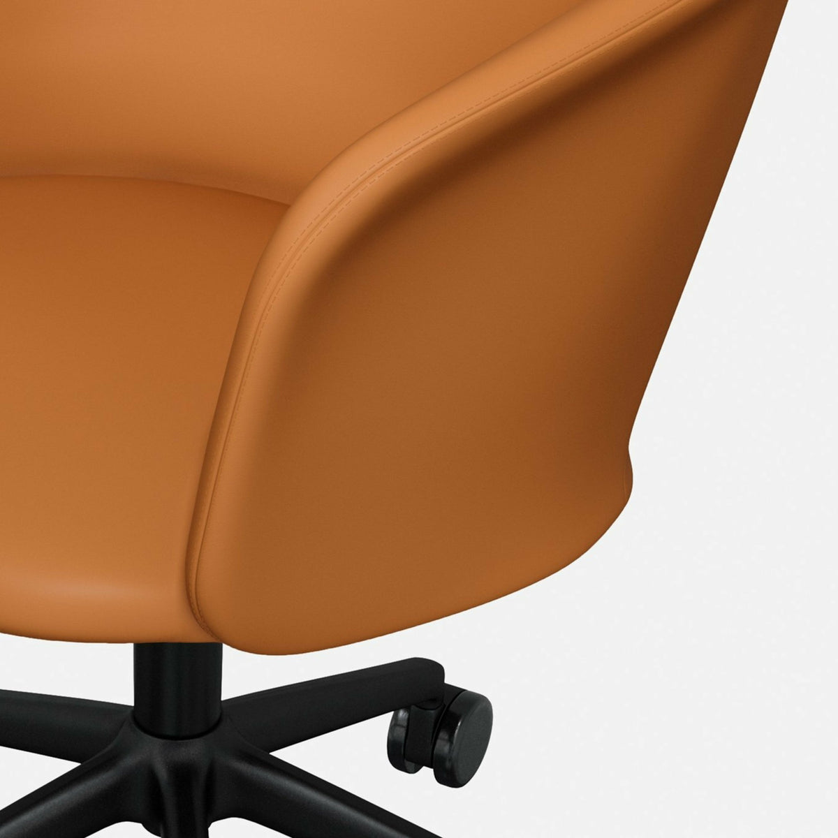 Fauteuil en cuir marron et piètement noir à roulettes Kendo - Hem - The Cool Republic