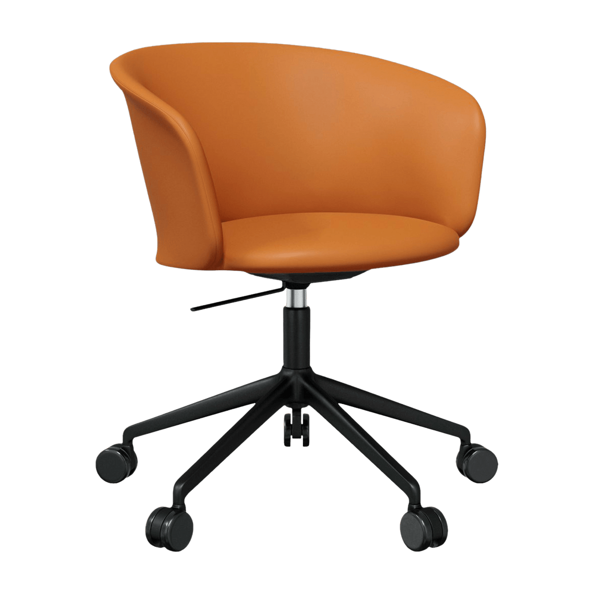 Fauteuil en cuir marron et piètement noir à roulettes Kendo - Hem - The Cool Republic