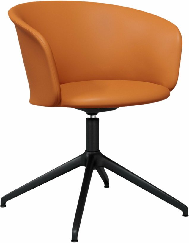 Fauteuil en cuir marron et piètement noir Kendo - Hem - The Cool Republic