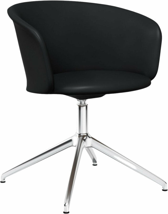 Fauteuil en cuir noir et piètement argenté Kendo - Hem - The Cool Republic