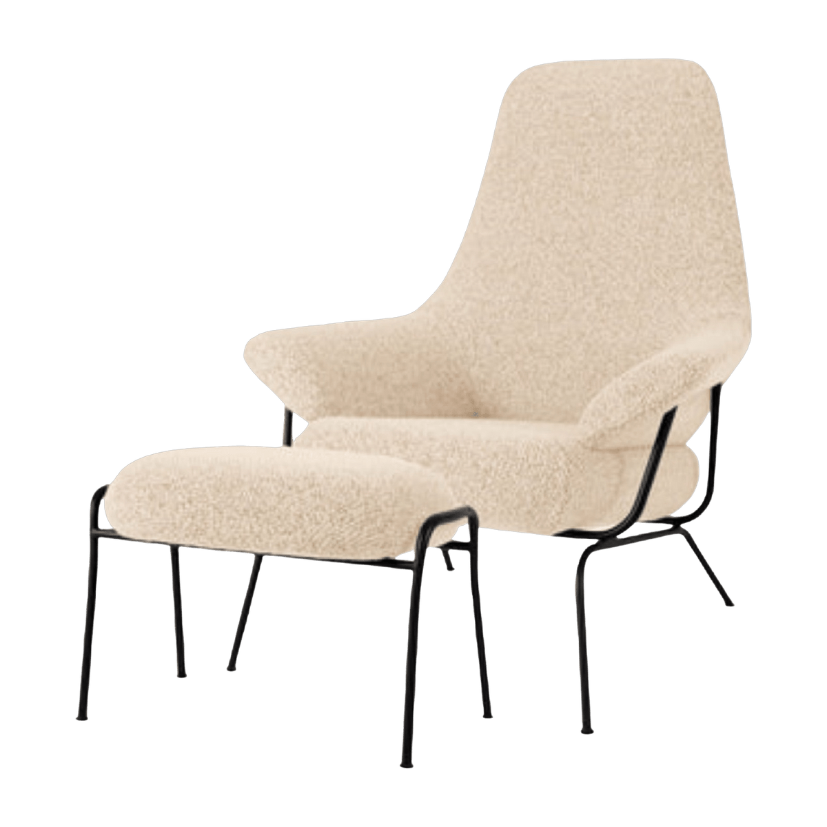 Beige woolen armchair with footstool Hai - Hem - The Cool Republic