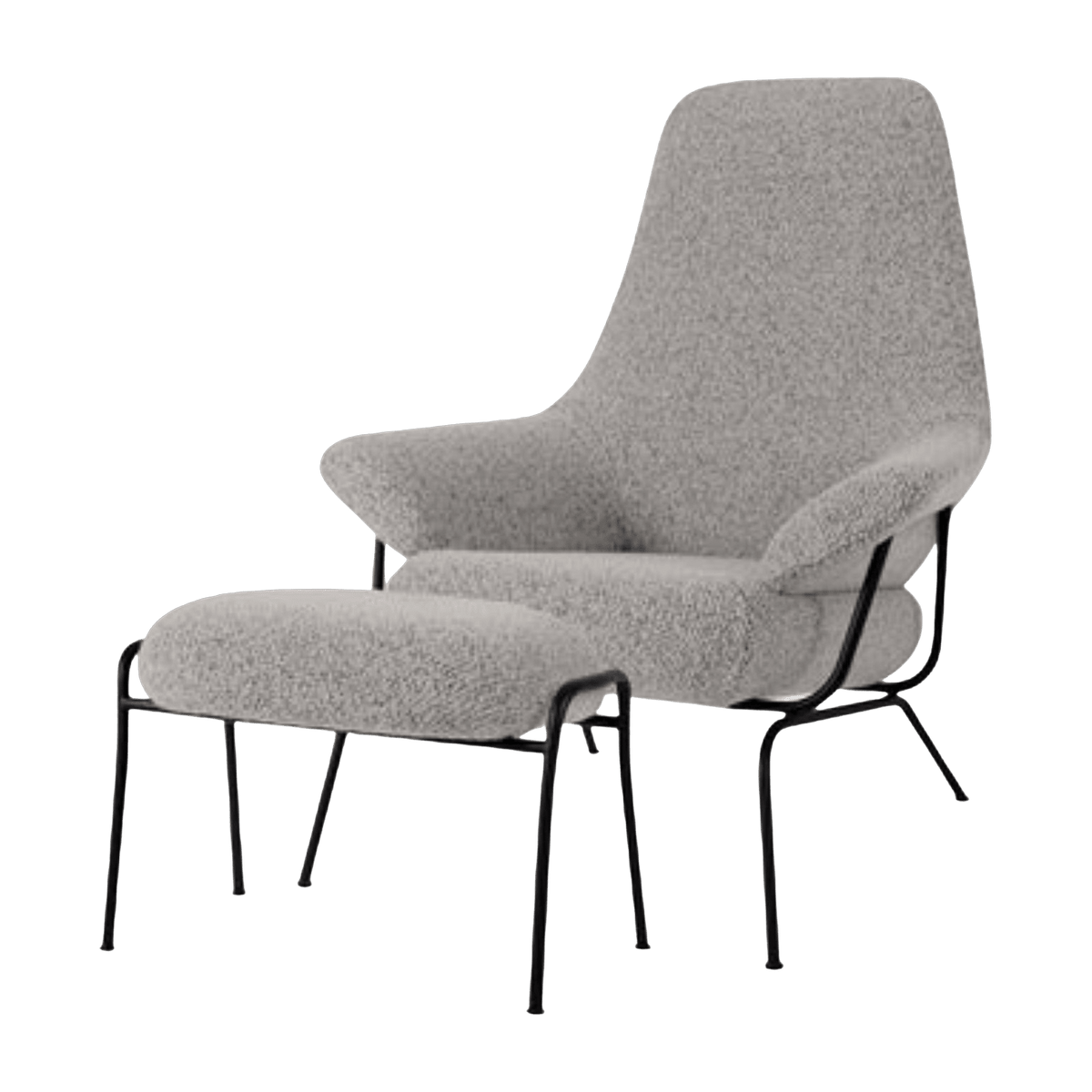 Grey woolen armchair with footstool Hai - Hem - The Cool Republic