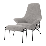 Grey woolen armchair with footstool Hai - Hem - The Cool Republic