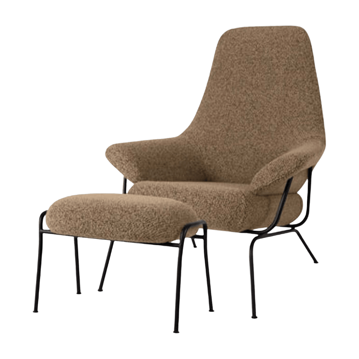Brown wool armchair with footstool Hai - Hem - The Cool Republic