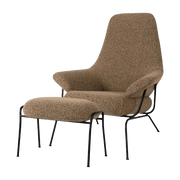 Fauteuil en laine marron avec pouf Hai - Hem - The Cool Republic