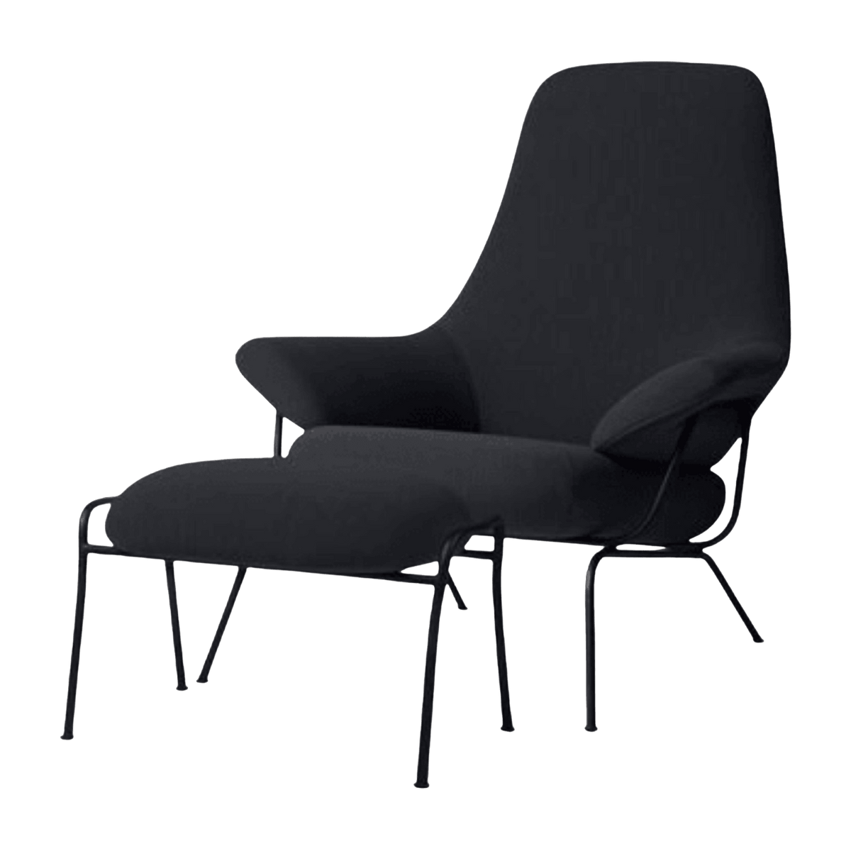 Black woolen armchair with footstool Hai - Hem - The Cool Republic
