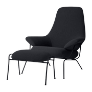 Fauteuil en laine noir avec pouf Hai - Hem - The Cool Republic
