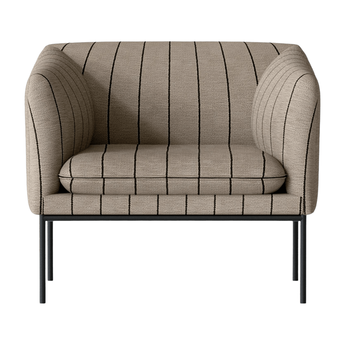 Fauteuil en lin sable et rayures noires Pasadena Turn - Ferm Living - The Cool Republic
