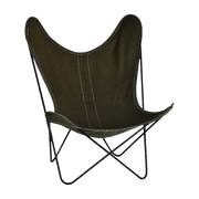 Fauteuil en lin vert avec structure en acier noir lin Indoor AA - Airborne - The Cool Republic