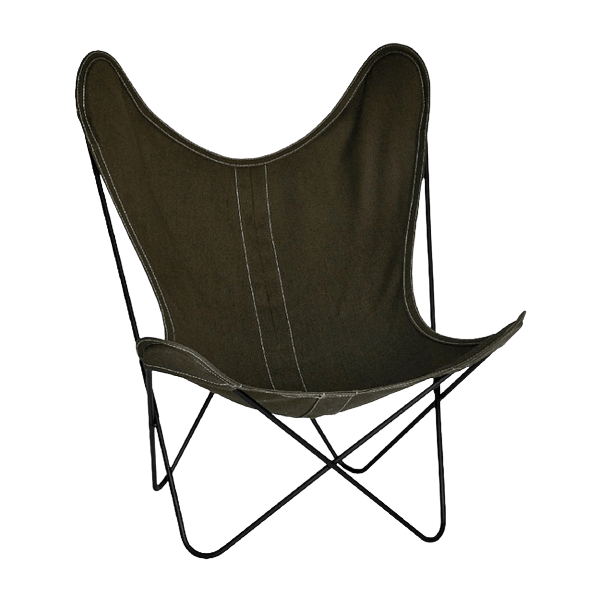 Fauteuil en lin vert avec structure en acier noir lin Indoor AA - Airborne - The Cool Republic