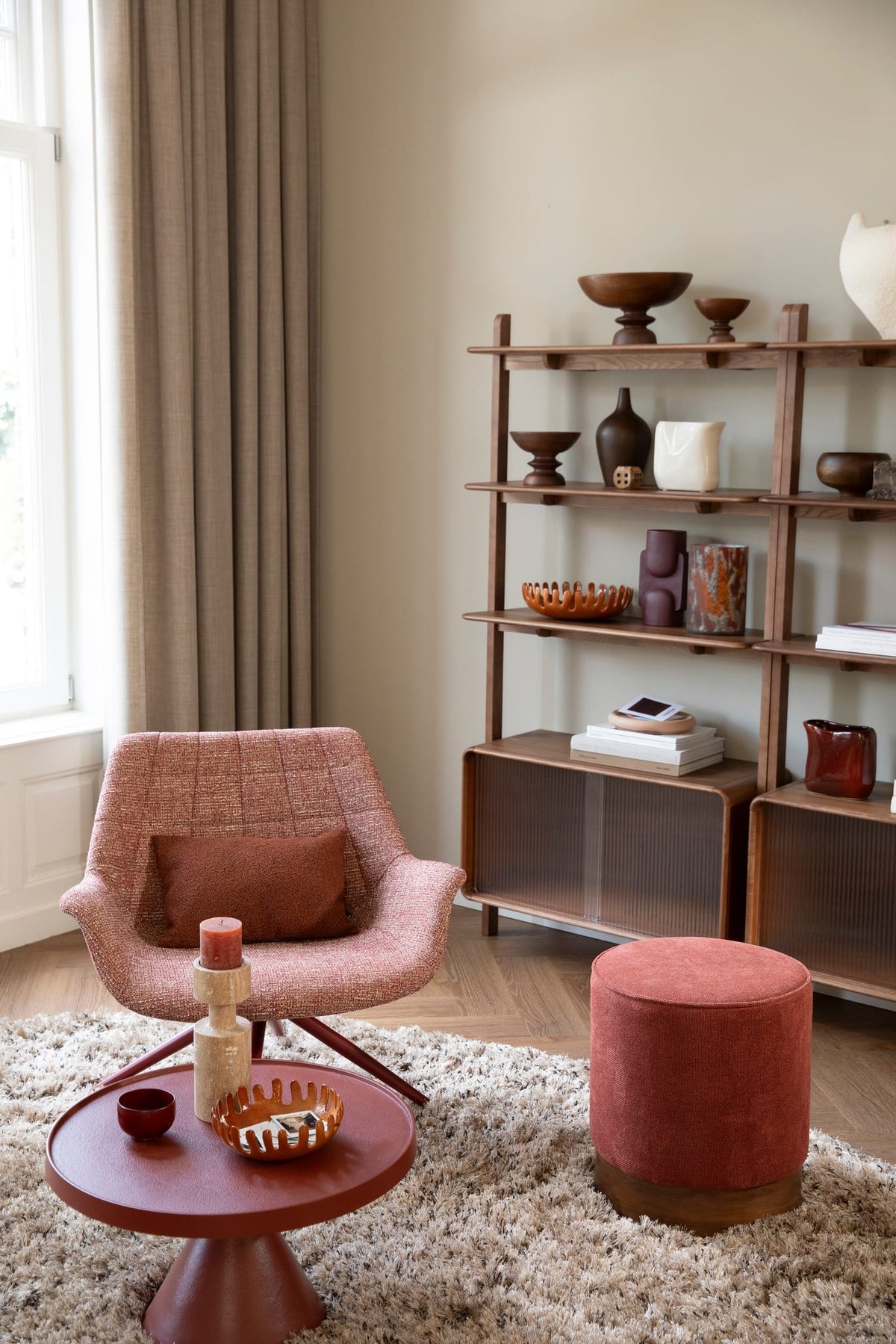 Fauteuil en métal et tissu rouge 80,5x84,5x78,5cm Doulton - Zuiver — vue 3