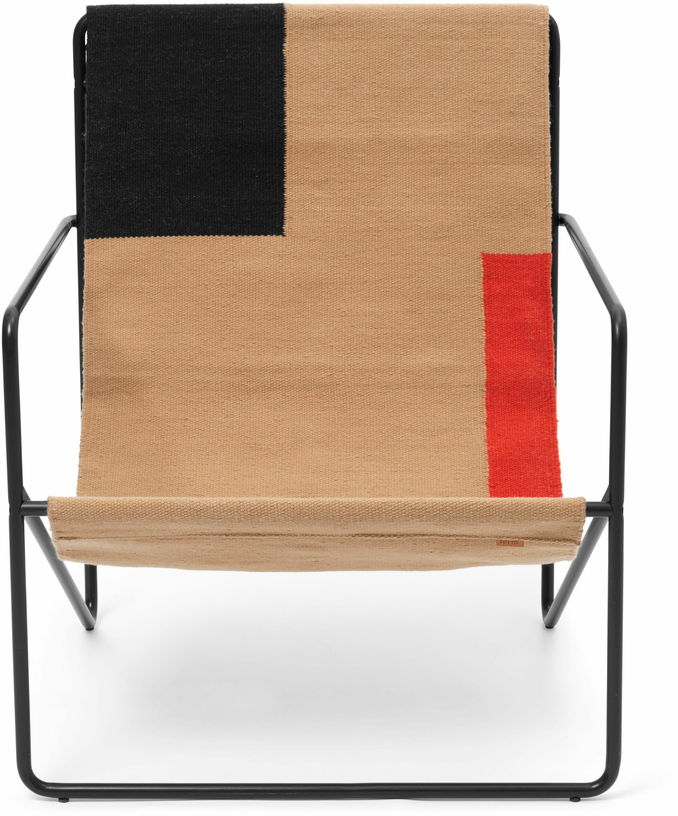 Fauteuil en métal noir et tissu recyclé à bloc 63 x 77 cm Desert - Ferm Living - The Cool Republic