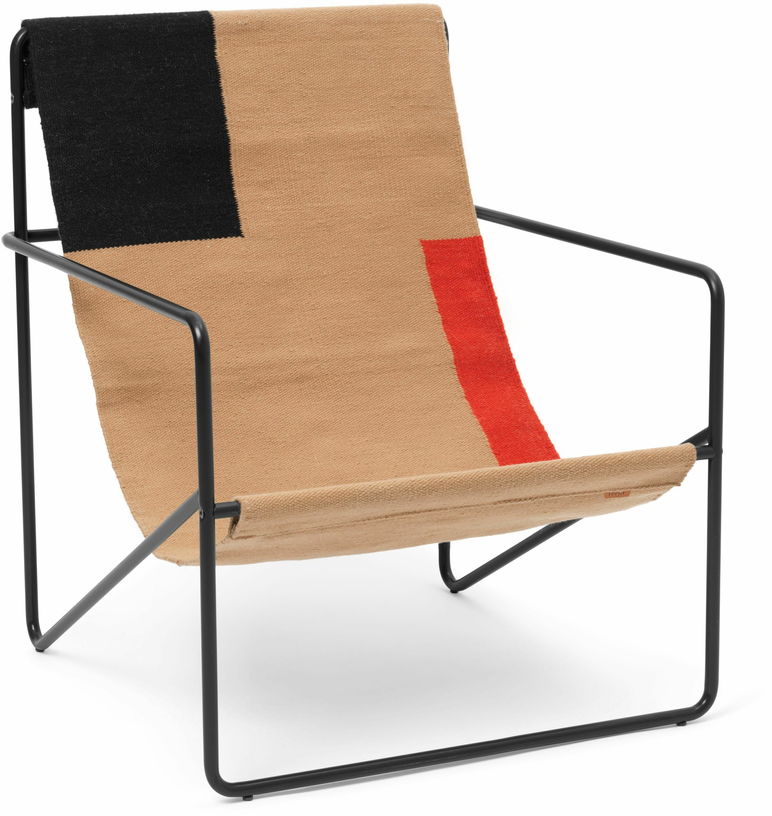 Fauteuil en métal noir et tissu recyclé à bloc 63 x 77 cm Desert - Ferm Living - The Cool Republic
