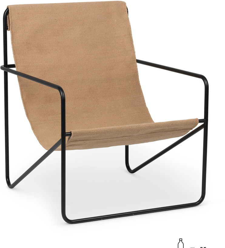 Fauteuil en métal noir et tissu recyclé sable 63 x 77 cm Desert - Ferm Living - The Cool Republic