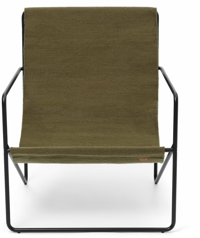 Fauteuil en métal noir et tissu recyclé vert olive 63 x 77 cm Desert - Ferm Living - The Cool Republic