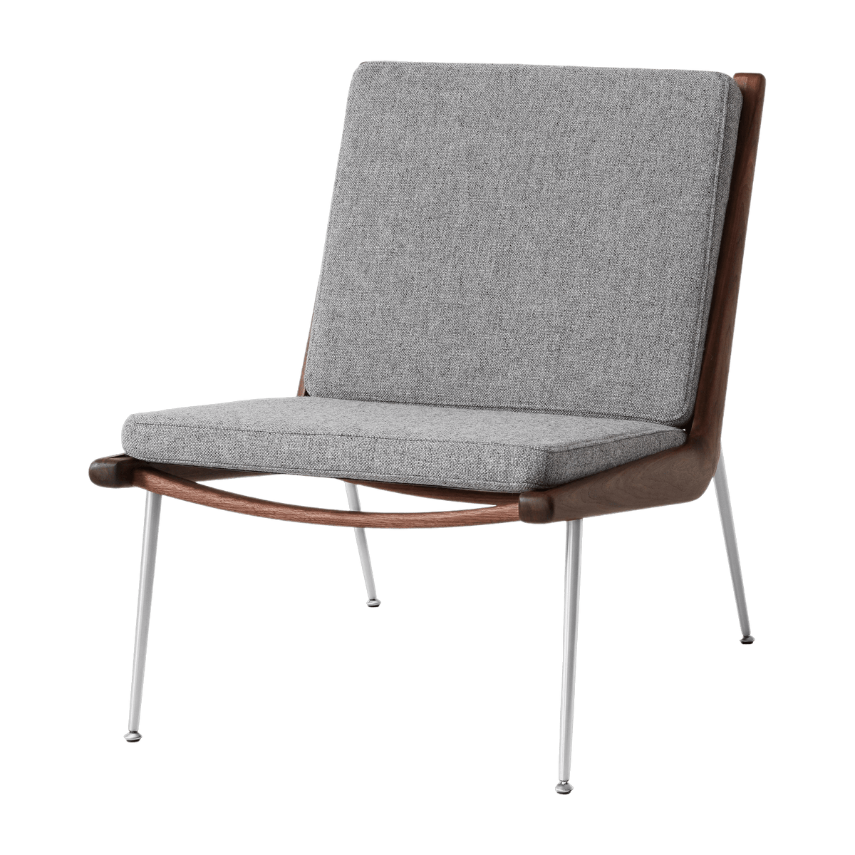 Walnut and fabric armchair Hallingdal 130 with steel base Boomerang - &tradition - The Cool Republic