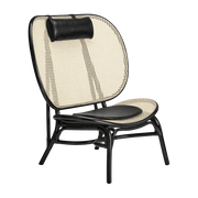 Fauteuil en osier noir et coussins en cuir noir Nomad - NORR11 - The Cool Republic