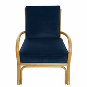 Fauteuil en rotin coussins velours bleu marine Riviera - KOK - The Cool Republic