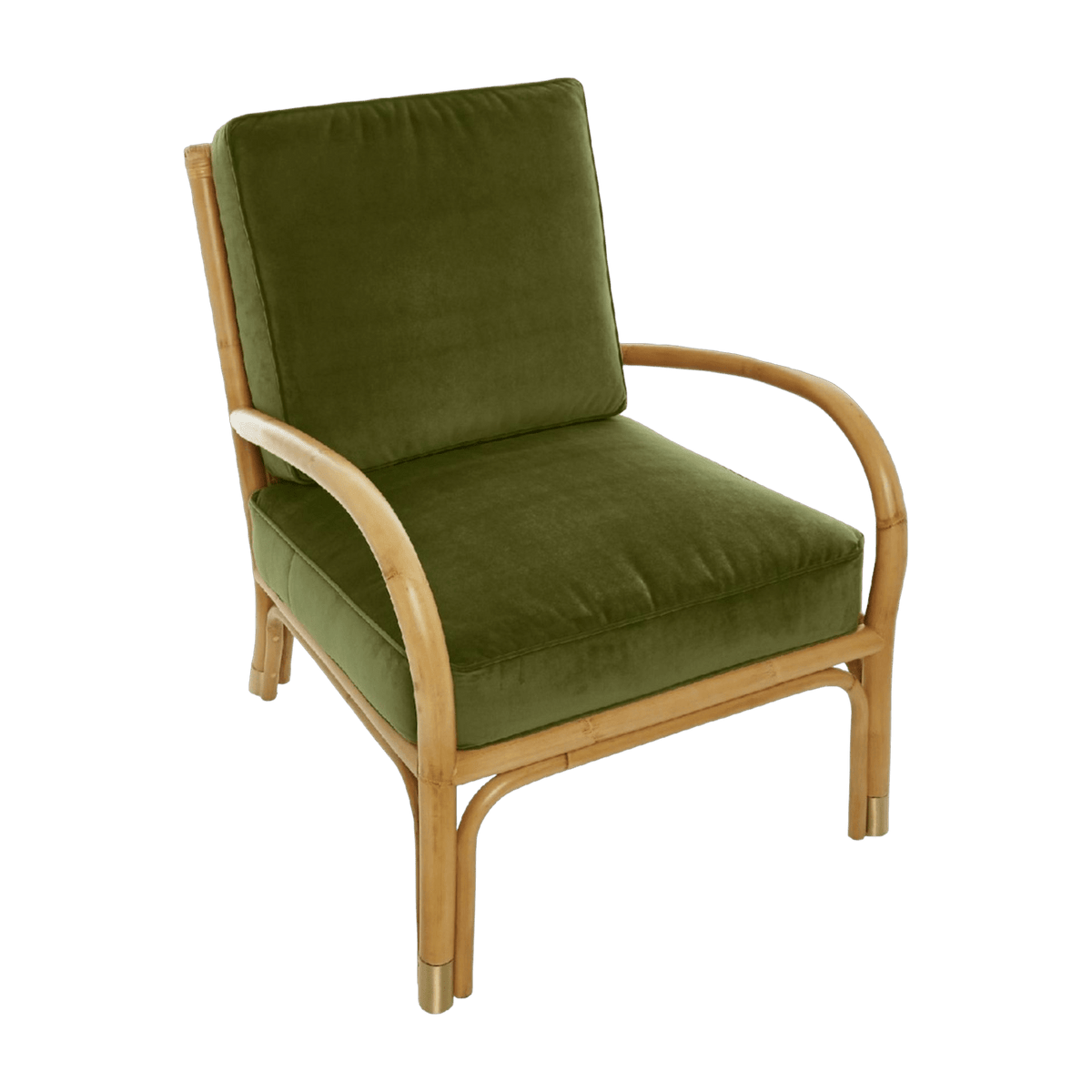 Fauteuil en rotin coussins velours vert Riviera - KOK - The Cool Republic