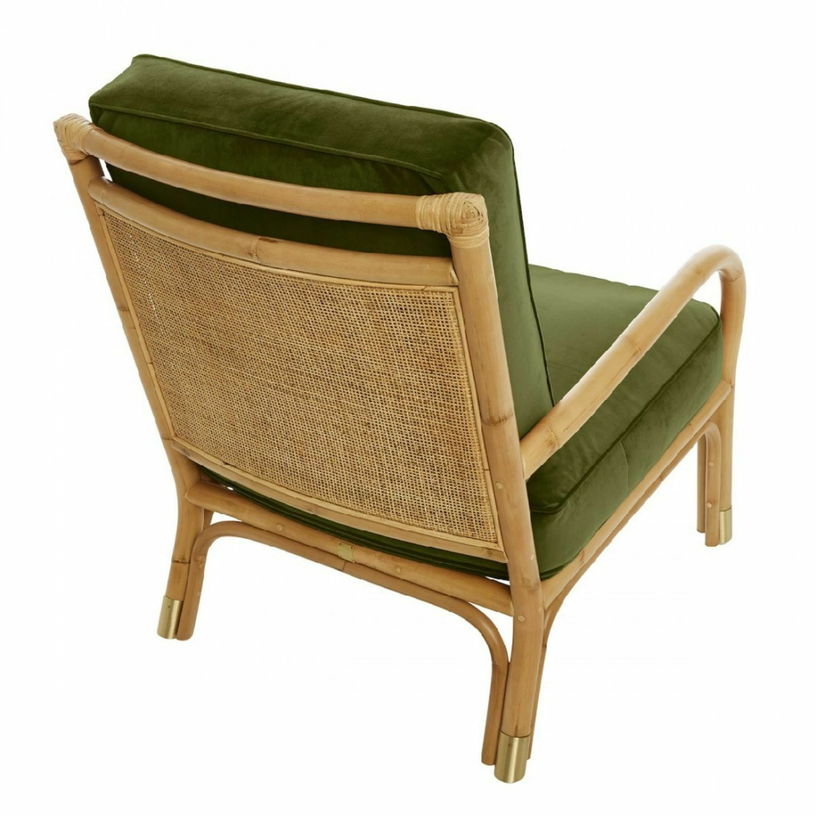 Fauteuil en rotin coussins velours vert Riviera - KOK - The Cool Republic