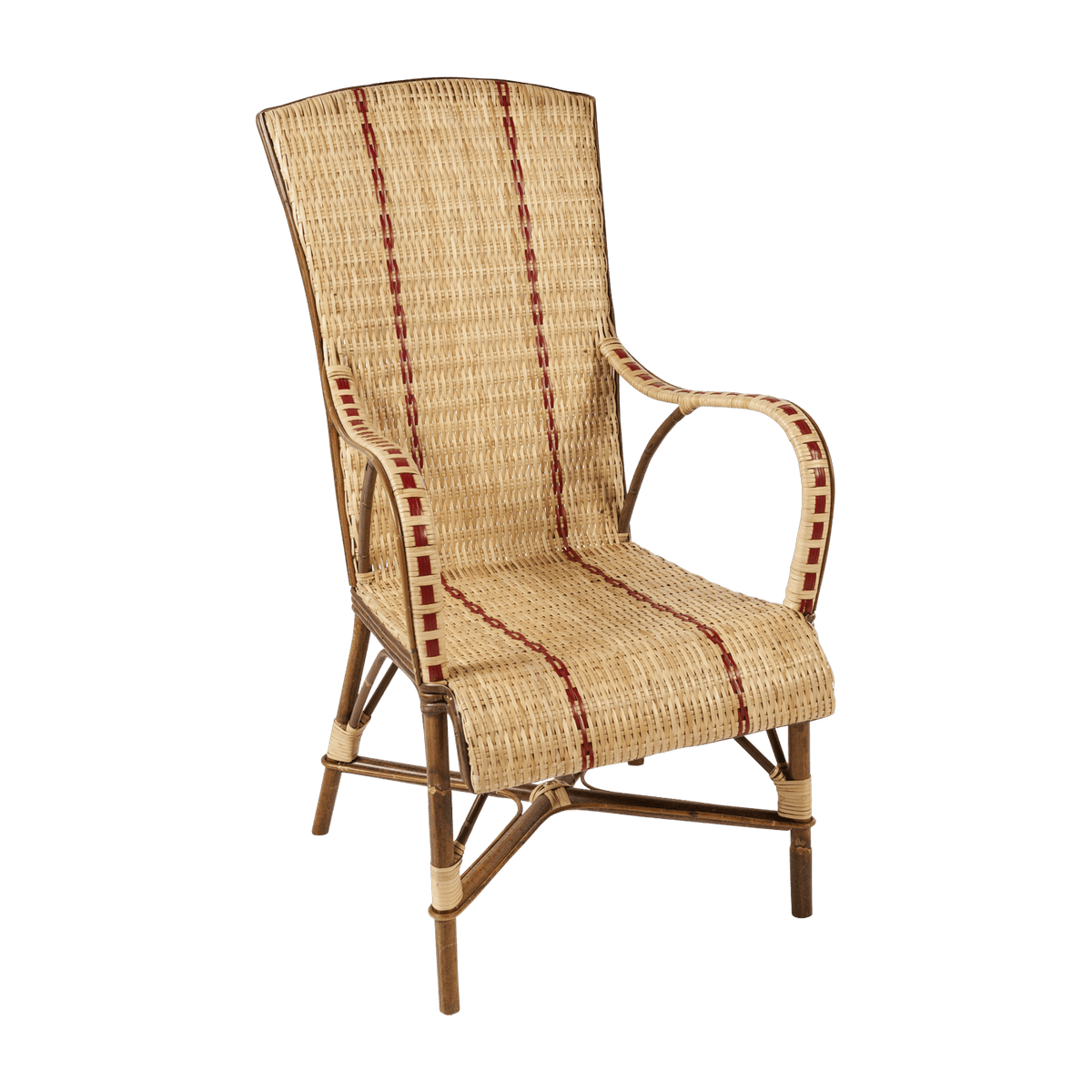 Dark rattan armchair with red resin nets 105 x 60 x 77 Bagatelle - KOK - The Cool Republic