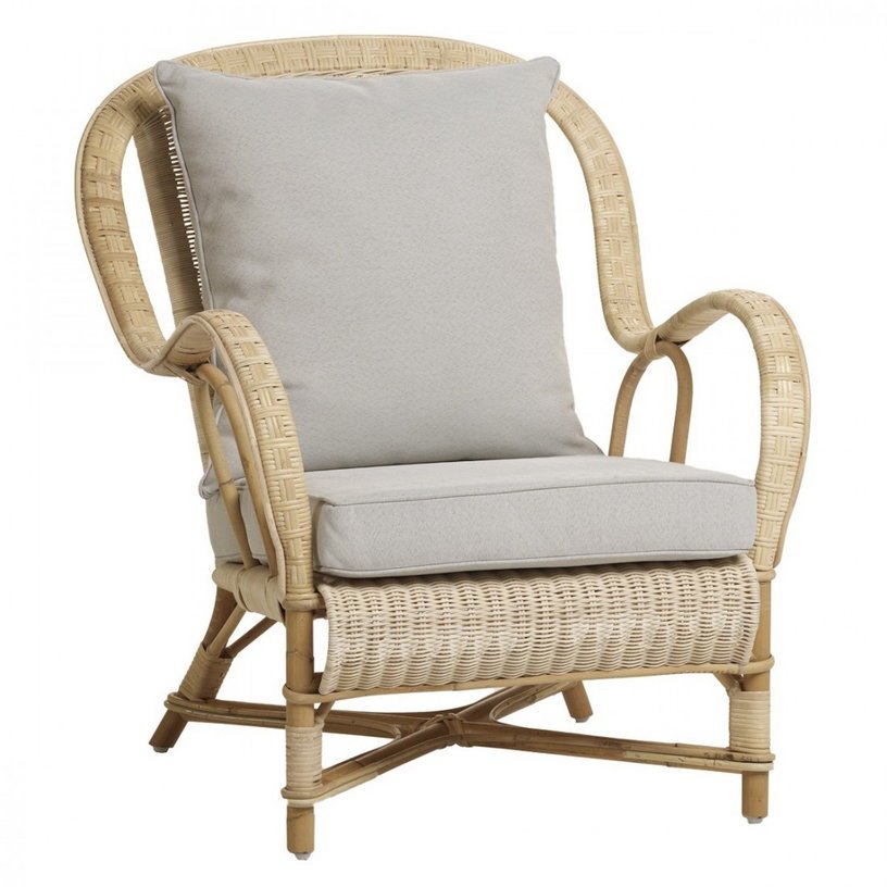 Fauteuil en rotin naturel avec coussin Nantucket - KOK - The Cool Republic