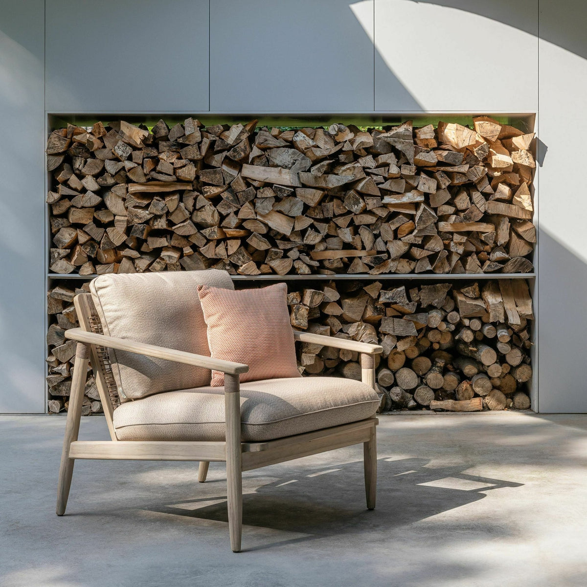 Fauteuil en teck vieilli et tissu Savane David - Vincent Sheppard - The Cool Republic